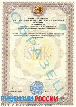 Образец сертификата соответствия (приложение) Заполярный Сертификат ISO 13485